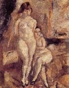 Jules Pascin Two model in the studio oil painting